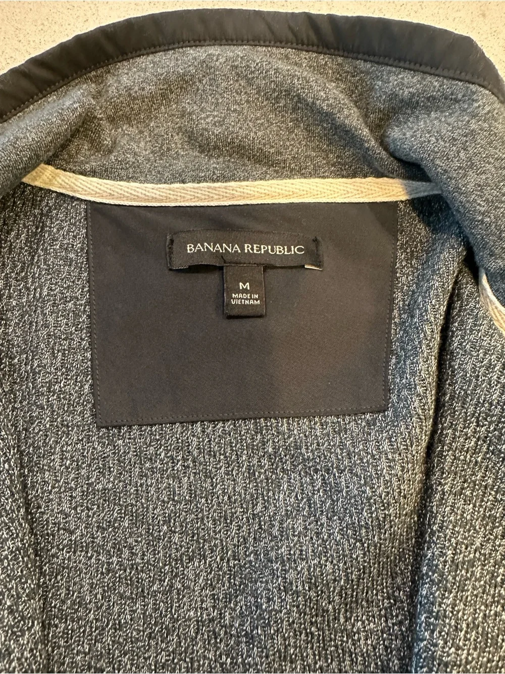 Banana Republic Gray Men’s Zip-Up Sweater with Black Trim